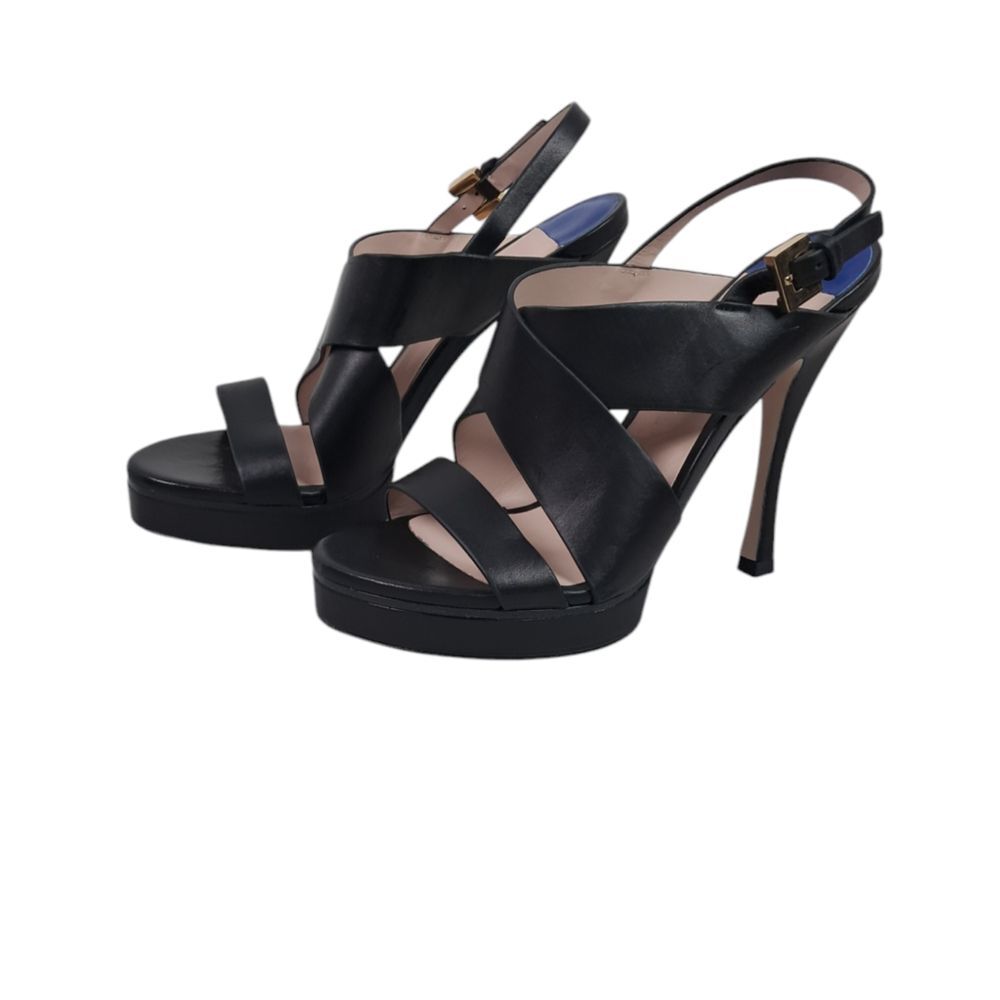 Stuart Weitzman Black Hester Crossbody Strap‎ Sandal Womens Size M7.5 New